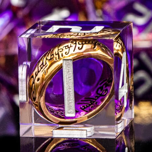 Magic Golden Ring DND Dice Set with Box, Purple Sharp Edge Handmade Lord D and D Polyhedral Dice for use with D&D Tabletop Games RPG, D20 D12 D10 D8 D6 D4 - color: Ring - Purple-2