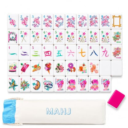 4 Layer Mahjong Tiles, 160 Pcs Premium Acrylic American Mahjong Set with Dice Bag, 13 Styles Available Clear Engraved Western Game for Adults Home Travel Parties & Social Games (12) - color: 12