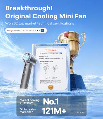 TORRAS COOLiFY iva Handheld Fan with Ice Cooler, [Chill by 50°F], 0-100 Adjustable Speed, Super Mini Powerful Portable Fan 4900mAh Rechargeable, Hand Fans for Travel Essentials,Charcoal - color: Charcoal Grey