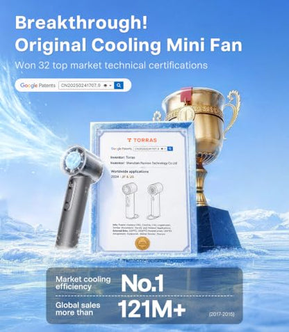 TORRAS COOLiFY iva Handheld Fan with Ice Cooler, [Chill by 50°F], 0-100 Adjustable Speed, Super Mini Powerful Portable Fan 4900mAh Rechargeable, Hand Fans for Travel Essentials,Charcoal - color: Charcoal Grey