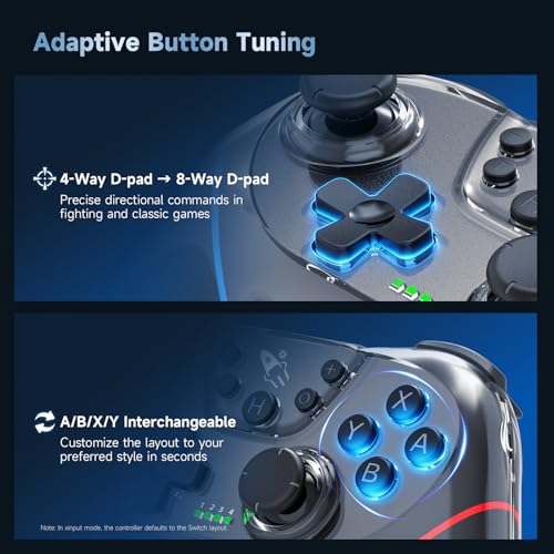 AceGamer 2 Pack Stinto Pro Wireless Controller for Nintendo Switch 2/Switch/Lite/OLED/PC/Steam, Hall Effect Joysticks & Triggers, RGB Grip, Dual Vibration/Wake-Up/Turbo/Macros/4-Way D-Pad - color: Black and White