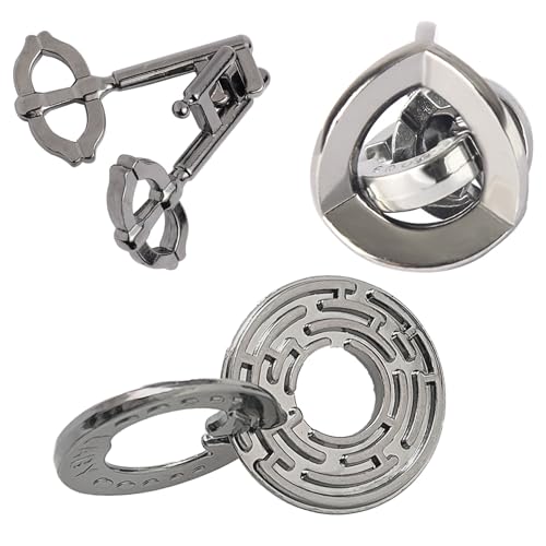 Metal Brain Teasers Puzzles 3PCS | Unlock Interlocking Puzzles