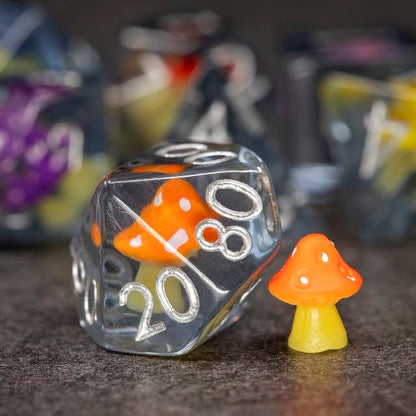 Sage's Portal Familiars and Reagents Resin DND Dice Set Polyhedral Dice Set for Dungeons and Dragons RPG Tabletop TTRPG (Rainbow Magic Shrooms) - color: Rainbow Magic Shrooms