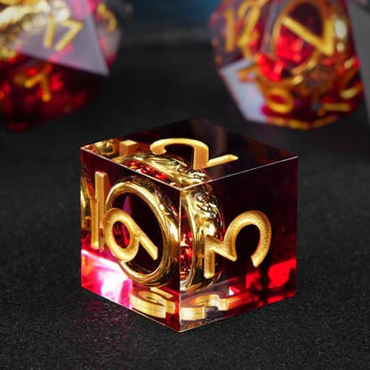 Ring DND Dice Set, 7 Pcs Magic Lord Ring DND Dice Resin Sharp Edge D&D Dice for Dungeons and Dragons RPG Role Playing Games