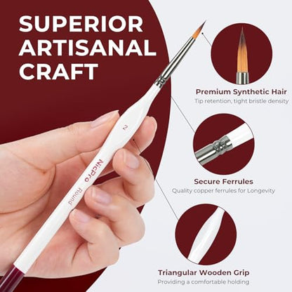 Nicpro 18 PCS Miniature Paint Brushes, Micro Model Detail Paint Brush Set | Fine Detailing for Acrylic Watercolors Oil, Paint by Number, Models, Miniatures, Craft, Figurine - with Container - size: 18 Pack