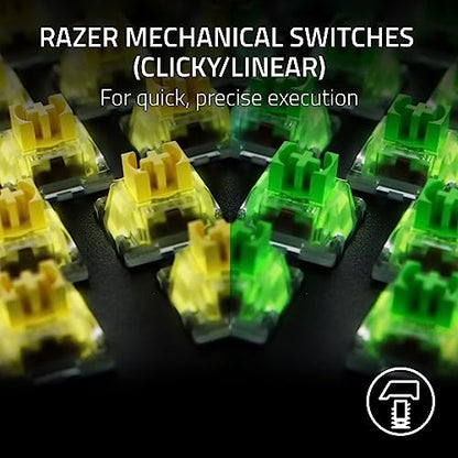 Razer BlackWidow V4 X Mechanical Gaming Keyboard, Yellow Switches, Black | Linear & Silent Switches, 6 Dedicated Macro Keys, Chroma RGB, Doubleshot ABS Keycaps, Roller & Media Controls, Snap Tap - color: Black