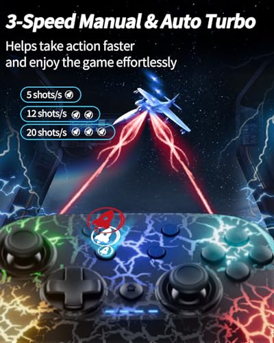 2 Pack Wireless Switch Controller, Compatible with Switch/Switch Lite/OLED/PC, 1000mAh Switch Pro Controller with 9 Color LED, Programmable, Multi-Vibration & Multi-Axis Gyro, Motion, Turbo, Share, Screenshot