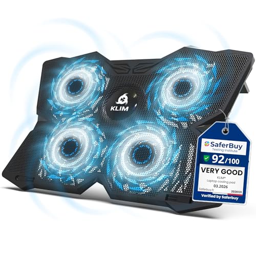 KLIM Wind Laptop Cooling Pad - More Than 500,000 Units Sold - New Version - Powerful Rapid Action Laptop Cooler - Laptop Stand with 4 Cooling Fans - 2 USB Ports - PC Mac PS5 PS4 Xbox One - Diamond - color: Brown