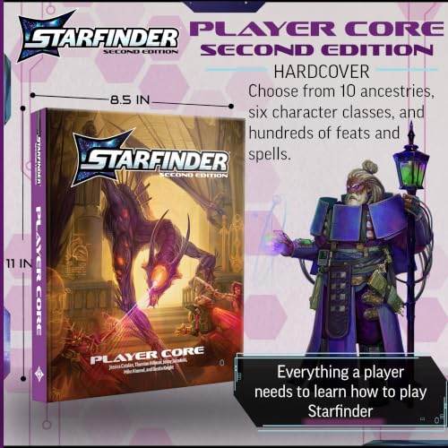 Starfinder Player Core Hardcover Second Edition - Complete Rulebook, 10 Ancestries, 6 Classes - Tabletop RPG