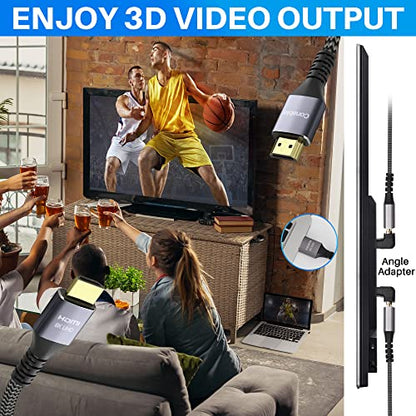 Conable 8K HDMI 2.1 Cable (2 Pack, 2FT+ 2FT), Real Certified Cable, 48Gbps, Ultra HD Braided Cord, Supports 8K@60Hz 4K@120Hz, eARC, HDR, HDCP 2.2 2.3, with HDMI Adapter, U Nails, Cable Ties - size: 2FT, style: 2 Pack (with Kit)