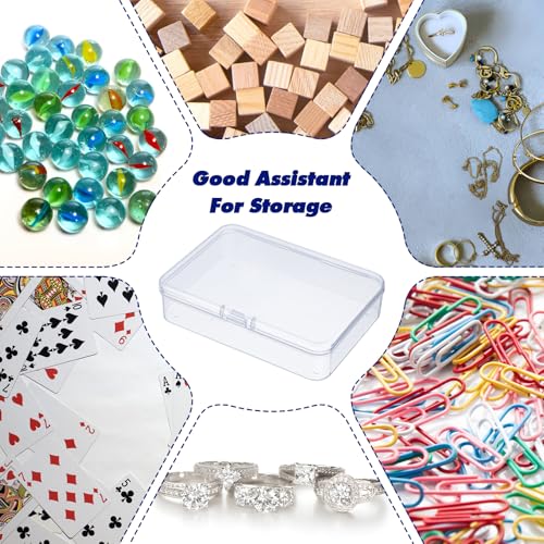 24pcs Plastic Playing Card Boxes,4.1 X 3 X 1 Inches Transparent Clip-On Playing Card Case,Trading Cards Storage Box for Men Women Collecting and Classifying