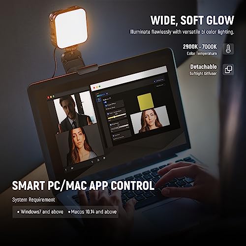 NEEWER LED Streaming Light with Windows & macOS Software Control, 2 in 1 Monitor Mount & Stand, Ultra Bright 2900K-7000K USB Laptop Computer Webcam Lighting for Video Conference, Zoom Call, PL81 PRO