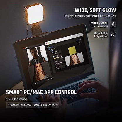 NEEWER LED Streaming Light with Windows & macOS Software Control, 2 in 1 Monitor Mount & Stand, Ultra Bright 2900K-7000K USB Laptop Computer Webcam Lighting for Video Conference, Zoom Call, PL81 PRO