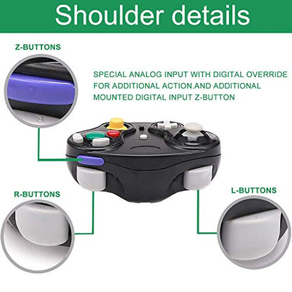 TOOPONE Wireless Gamecube Controllers, Classic Wavebird Wireless Wii Controller Remote Gamepad Joystick for Nintendo Gamecube & Wii (Black and White)
