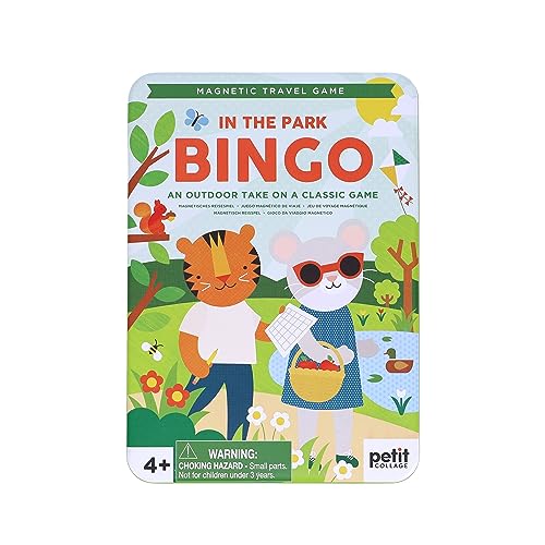 Petit Collage: Magnetic Bingo - in The Park | Outdoor Bingo Set, Find the Items at the Park | Includes Travel Tin for On-the-go Play| Great for Kids 4+