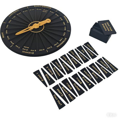 DND Time Tracker and Event Clock for TTRPG - Manual 24-Hour Day/Night Cycle & Spell Duration Tracker - Essential Dungeon Master Tool for DND, MTG, Tabletop Games - Unique Gamer Gift