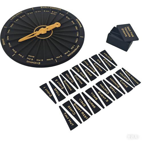 DND Time Tracker and Event Clock for TTRPG - Manual 24-Hour Day/Night Cycle & Spell Duration Tracker - Essential Dungeon Master Tool for DND, MTG, Tabletop Games - Unique Gamer Gift