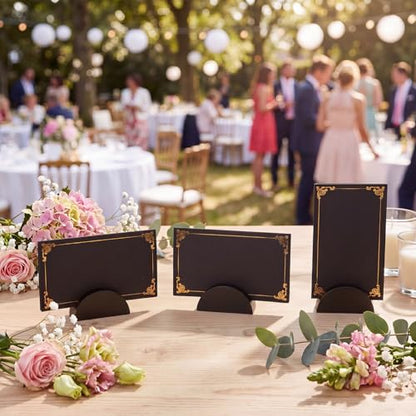 Colingmill 24 Pcs Wooden Table Number Stands with Tented Cards,Black | Wedding Table Name Holder Semicircular Design Place Card Holders for Retail Shop Wedding Party Events - color: Black