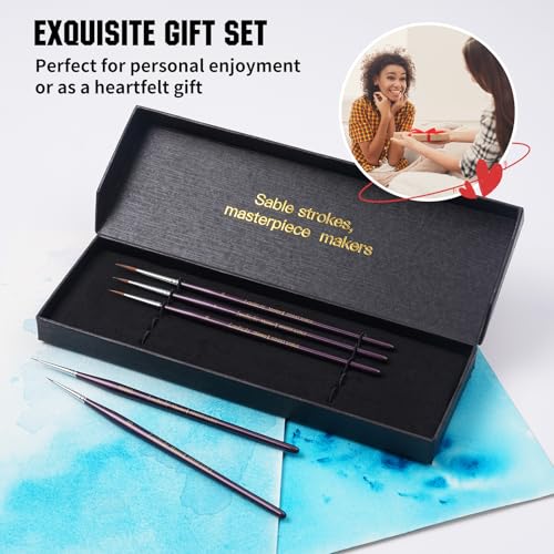 Kolinsky Sable Brushes Miniature 5PCS Professional Fine Detail Micro Artist Paint Brush Set for Watercolor, Acrylic, Oil, Model, Paint by Numbers