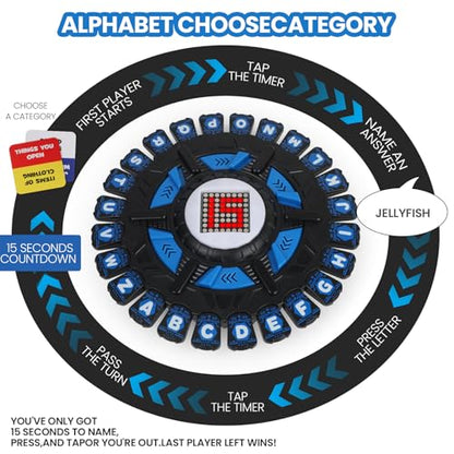 Learning Word Games for Kids and Adults,Family Board Game with Display Timer,Fast-Paced 24 Letters Pressing Games with 144 Card Categories,2-8 Players,15-20 Minute Play Time