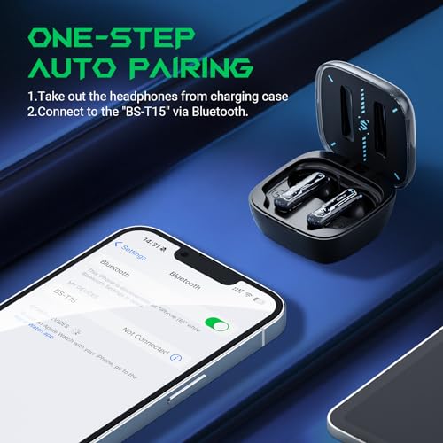 Black Shark True Wireless Gaming Earbuds, Bluetooth 5.3 with Music Mode, 30 Hours Playback Time, Clear Stereo Calls in-Ear Headphones for Android/Phone/Computer - Lucifer T15 - style: Lucifer T15