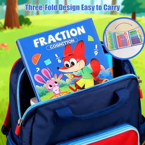 Magnetic Fraction Playook for Kids with 152 Pcs Fractions Magnets Tiles and Disc Set, Math Demonstration Book Learning Toys Fraction Manipulatives for Toddlers