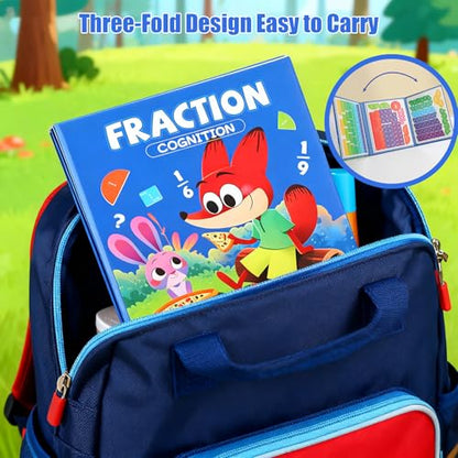 Magnetic Fraction Playook for Kids with 152 Pcs Fractions Magnets Tiles and Disc Set, Math Demonstration Book Learning Toys Fraction Manipulatives for Toddlers