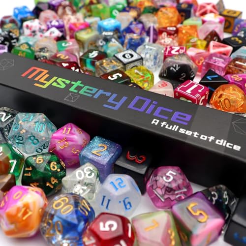 Haxtec Mystery DND Dice Set Random Style 7PC Polyhederal Dice Set with Dice Bag, Compatible with Dungeons and Dragons TTRPG, Dice Blind Box DND Gifts - color: Colorful