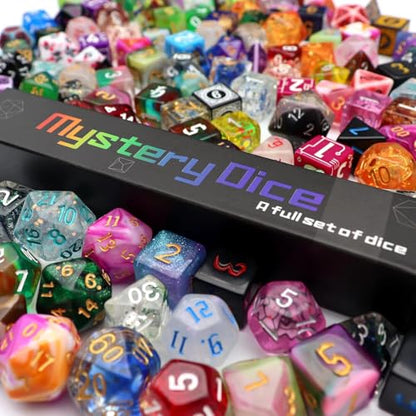 Haxtec Mystery DND Dice Set Random Style 7PC Polyhederal Dice Set with Dice Bag, Compatible with Dungeons and Dragons TTRPG, Dice Blind Box DND Gifts - color: Colorful