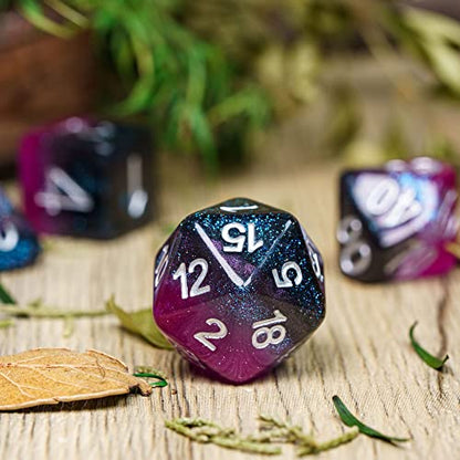 Asexual-Pride Polyhedral DND Dice Set Flag D&D Dice for Board Games | Homosexual Flag, Leather Storage Bag, for Dungeons and Dragons Role Playing Games - color: Flag-asexual-pride