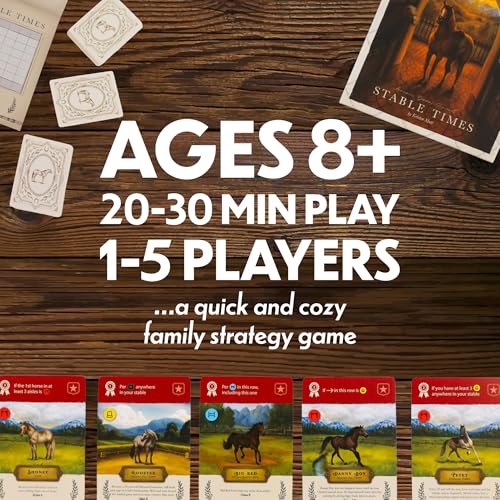 Stable Times Family Card Game with Real Horses | Cozy Board Game for Kids and Adults, Great for Family Game Night, Ages 8+, 1-5 Players, 20-30 Minutes