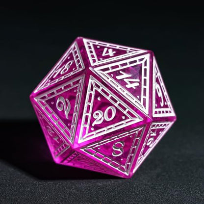 Cusdie 7-Piece Sharp Edges DND Dice Set with Pirate Design - Perfect for Tabletop RPGs Board Games Gifting and Collecting(Rose Red w/White Pirate Pattern) - color: Rose Red W/White Pirate Pattern