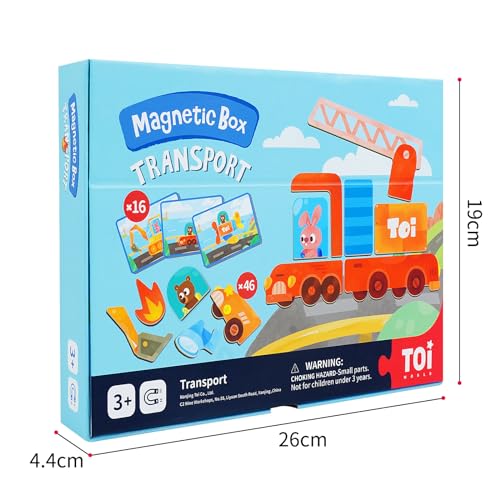 TOI Kid Magnet Toys Magnetic Jigsaw Puzzle for Kids Ages 3-5, Vehicle | Portable Travel Puzzle, Toddler Magnetibook with Game Board, Preschool Educational Game, Home School Tabletop Activity Gift - style: Vehicle