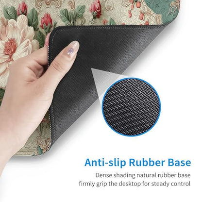Extra Large European Style Peony Mouse Pad - 35.4 x 15.8 Inches, Soft Fabric Surface with Rubber Non-Slip Base for Precise Mouse Control - color: European Style Peony