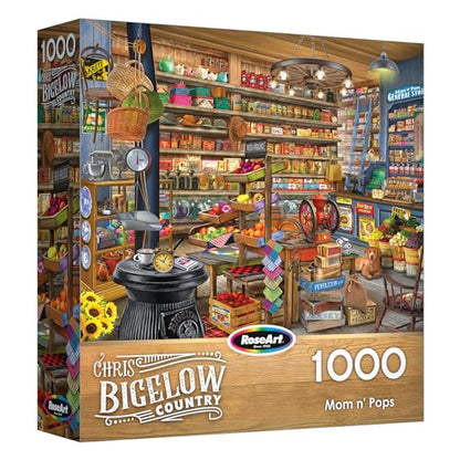 RoseArt Bigelow Country Mom and Pops 1000 Piece Jigsaw Puzzle | 26.625" x 19.25" Finished Size, Fully Interlocking Pieces, Bonus Poster Included, Made in USA - style: Mom n' Pops