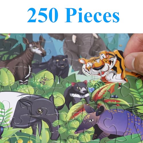 Think2Master Rainforest Jungle Animal 250 Pieces Jigsaw Puzzle for Adults & Seniors. Great Gift with Larger Pieces 14.2” X 19.3” - style: Rainforest Jungle