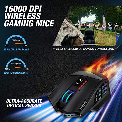 UtechSmart Venus Gaming Mouse RGB Wired, 16400 DPI High Precision Laser Programmable MMO Computer Gaming Mice - color: Classic black
