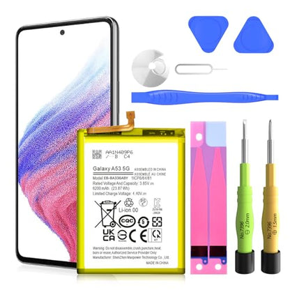 SHENMZ 6200mAh Battery for Galaxy A53 5G SM-A536 with Repair Tools | High-Capacity Battery for Samsung Galaxy A53 5G – Replacement for EB-BA336ABY,Compatible with SM-A536B/DS,SM-A536U - style: A53