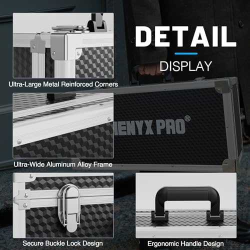 Phenyx Pro Extra Large Size Carrying Case, Customizable Pre-Diced Foam, Aluminum Alloy Sturdy Build, Suitable for Wireless Mic System Storage & Camera Gear Transportation - size: Extra Large (20.4×10.2×7.9 Inch)