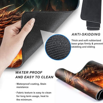 MTG Playmat,Game Play Mat for MTG TCG 24 x 14 inches Cards Game Playmats,Trading Card Game Stitched Play Mats Commander Deck Gaming Desk Mat Card Gameplay Mats,Angry Firedragon - color: Angry Firedragon, size: NO Zone