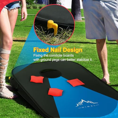 Himal Portable Cornhole Board Set, Foldable 3 x 2 Ft | 8 Toss Bags, Carrying Case, Outdoor Lawn Toss Boards, For Backyard, Camping, Tailgating and Beach
