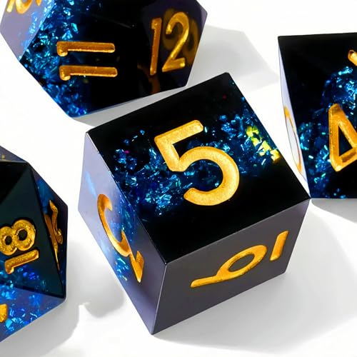 Dungeons and Dragons dice Set DND, polyhedral D&D Resin dice Set, Suitable for Role-Playing dice Game RPG Pathfinder DND dice Set - color: Ls-fine Sand Black Orchid
