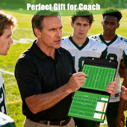 Magnetic Soccer Coaching Board with Carry Bag, Dual-Sided Tactical Dry Erase Board for Coaches - Complete Kit with 24 Magnets, Markers & Fence Clips - Portable Football Strategy Board - style: Soccer