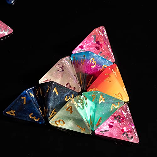 10 Pack of D4 Dice - Random Color Polyhedral Dice for D&D, DND, Table Games, Role Playing Games - color: 10pcs D4 Random Color