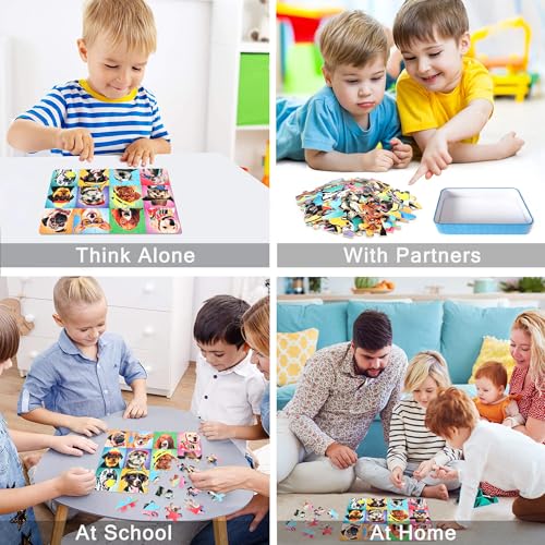 LELEMON Puzzles for Kids Ages 4-6,Dog 60 Piece Puzzles for Kids Ages 4-8 | Children Jigsaw Puzzles Kids Puzzles in a Metal Box,Educational Learning Puzzle Toys for Girls and Boys - color: Smart Dog