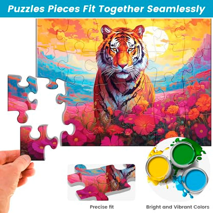 6 Pack 24 Large Piece Puzzles for Seniors Puzzle Dementia Alzheimer's Products Activities Alzheimer's Jigsaw Puzzle Eagle Beach Deer Easy Puzzle Cognitive Games Gifts for Adult Elderly Seniors | Deer Eagle Tiger Animals Alzheimer's Jigsaw Puzzle,Beach Pla