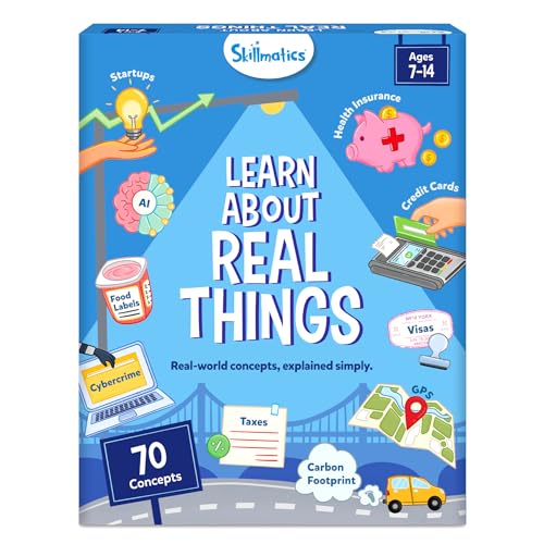 Skillmatics Flashcards for Kids – Learn About Real Things | 70 Cards, Money, Taxes & Practical Life Skills Schools Don't Teach, For Homeschool & Middle School, Gift for Tweens Ages 7–14