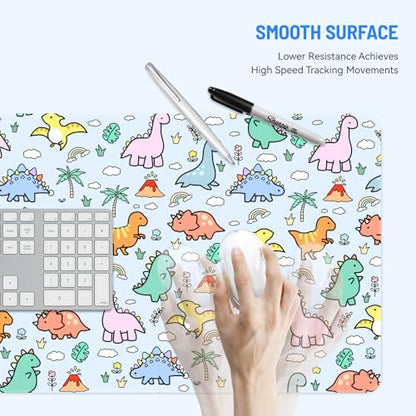 Mousepad Desk Mat Gaming Large Keyboard Cute Office Desktop Computer Laptop Dinosaur XXL Long Giant Big Kawaii Aesthetic Girly Pretty Design Women Girl Gamer Oversized Wide 30x12'' Mousepad - color: Little Dino