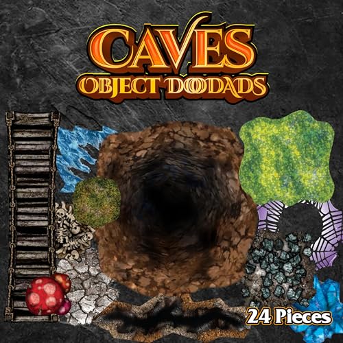 Caves - 24pc Double-Sided Cave & Terrain Pieces for Starters & Masters Alike - Roleplaying Objects for Dungeons & Dragons - Immersive Map Accessories for DND 5E, Pathfinder & Warhammer RPGs, USA Made