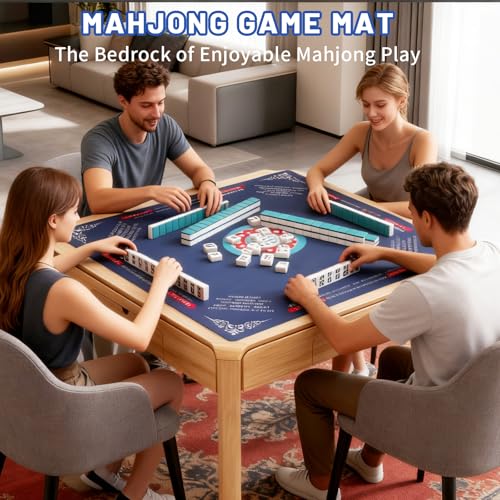Mahjong Mat - 31.5" Non-Slip Noise Reduction Gaming Mat | Classic Chinese Style, Large Size for Mahjong, Poker, Board Games, Reduces Tile Noise, Protects Tables, Waterproof - style: Classic Chinese Style